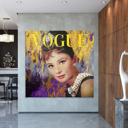 Audrey Hepburn - Vogue Pop Art Canvas Wall Art, Lips Graffiti Pop Art - 285