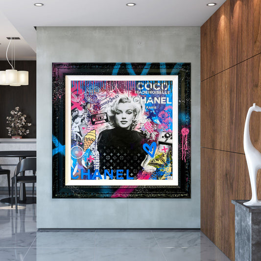 Blonde Bombshell Marilyn Monroe Pop Art Canvas Wall Art, Graffiti Art - 289