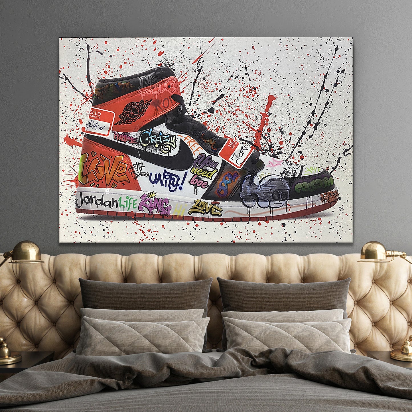 Jordan Graffiti Canvas Wall Art, Air Jordan Canvas Wall Art, Jordan 1 Graffiti Canvas, Modern Graffiti Canvas - 183