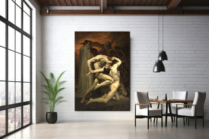 Dante and Virgil in Hell by William Adolphe Bouguereau, Vintage Wall art - PPL45