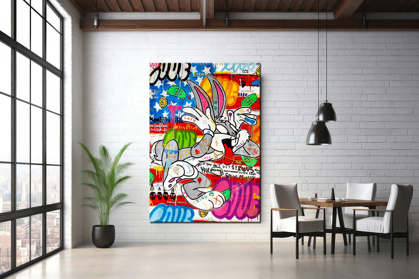 Bugs Bunny Banksy Pop Art Oil Painting - Bugs Bunny Graffiti Wall Art Pop 018