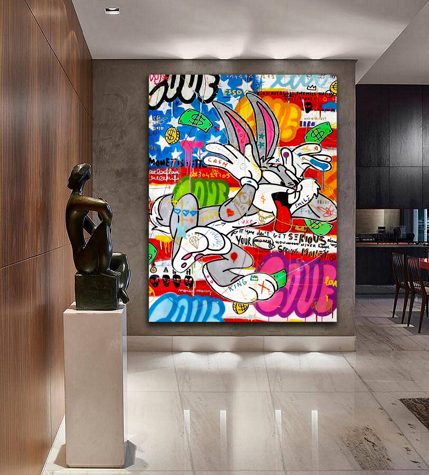 Bugs Bunny Banksy Pop Art Oil Painting - Bugs Bunny Graffiti Wall Art Pop 018