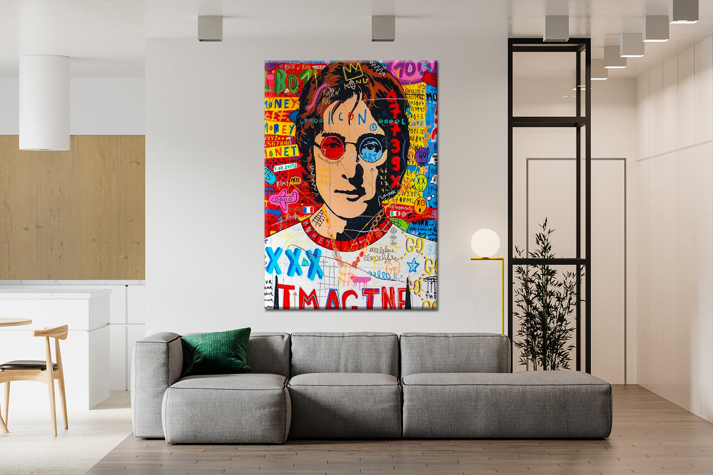 John Lennon Pop Art Oil Painting, Banksy Style  Street Graffiti Wall Art Pop 015