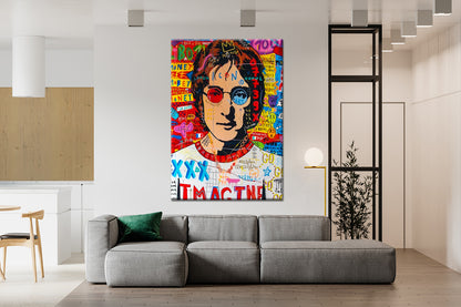 John Lennon Pop Art Oil Painting, Banksy Style  Street Graffiti Wall Art Pop 015