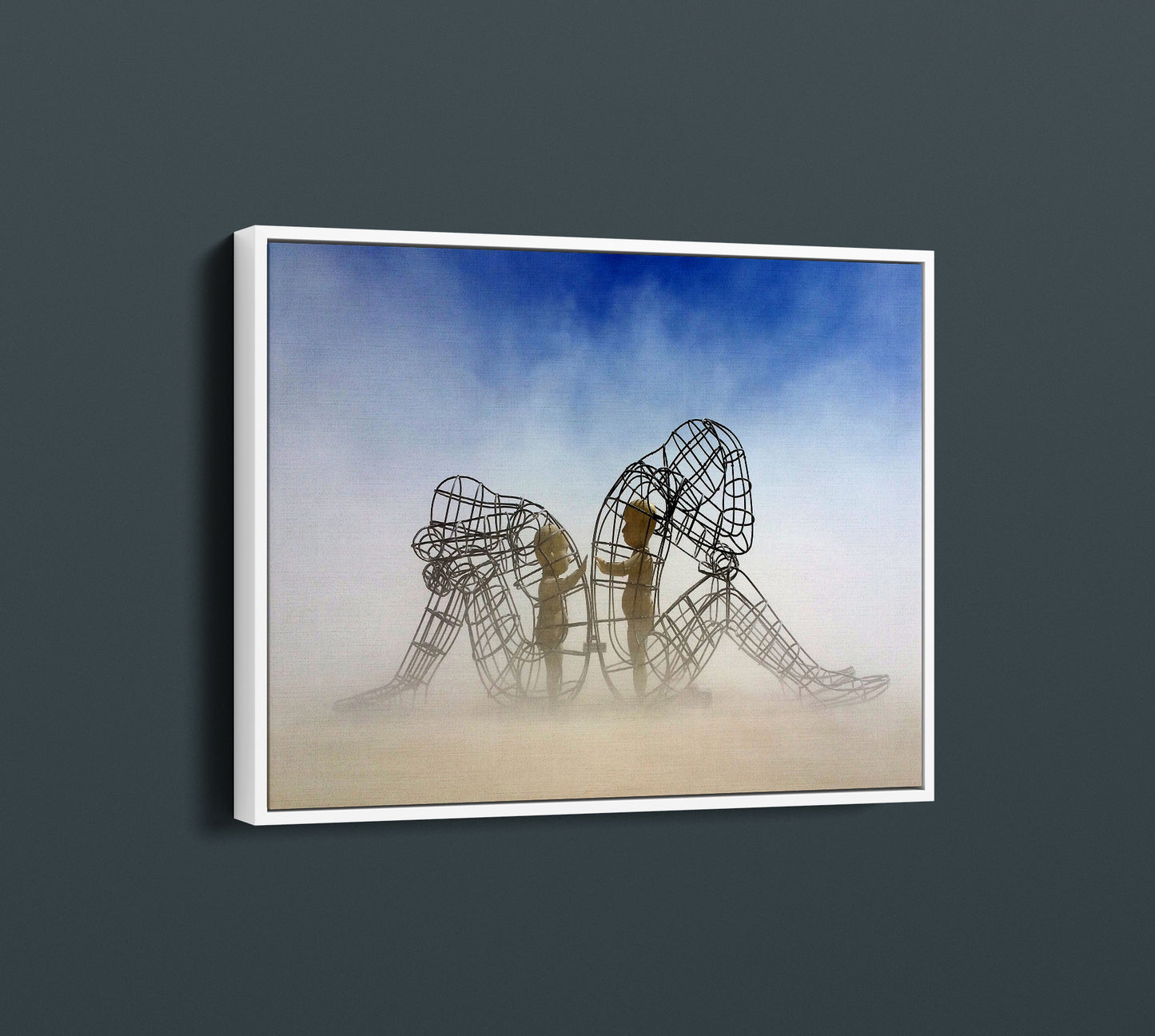 Two People Turning Their Backs On Each Other At Burning Man Framed Canvas Wall Art, Children Imprisoned in Adult Bodies, Alexander Milov ART