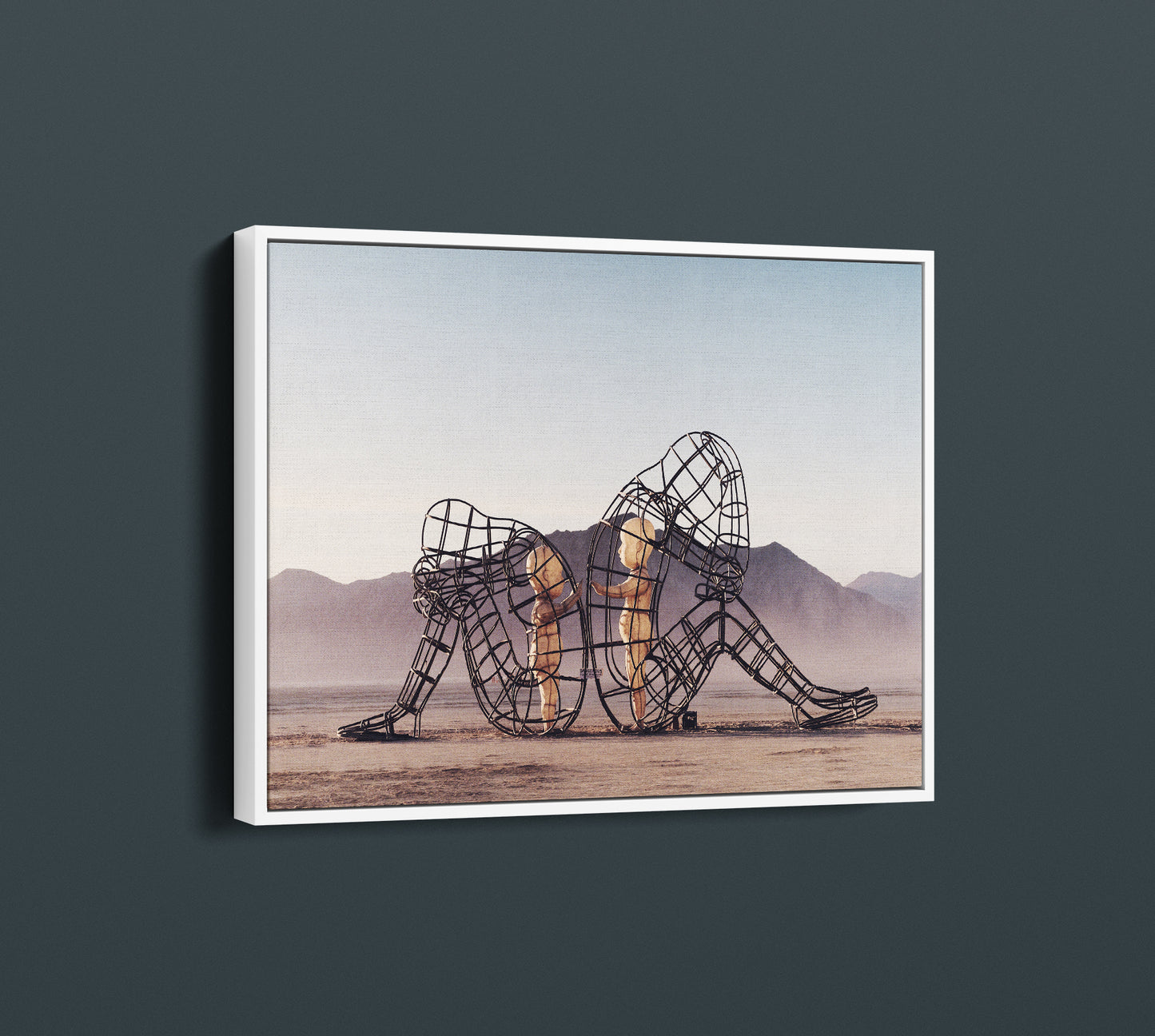 Alexander Milov Two People Turning Their Backs On Each Other At Burning Man Framed Canvas Wall Art -PPL03