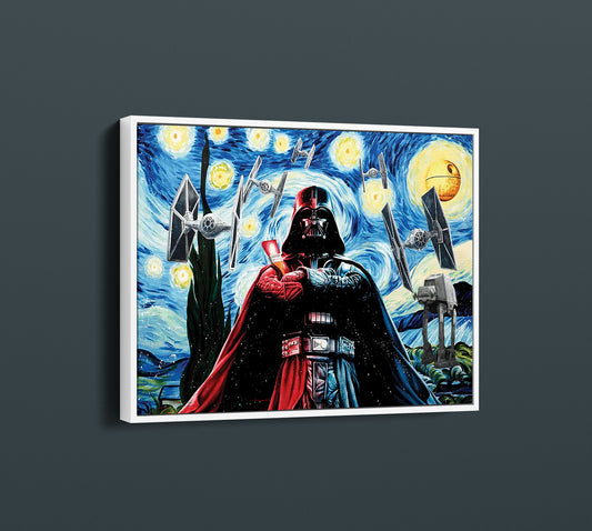 Starry Night Darth Vader Oil Painting Canvas Print, Star Wars Pop Art, Abstract Darth Vader Wall Art, Darth Vader Gift - 182