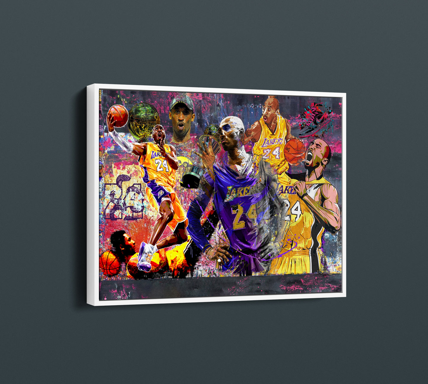 Banksy Style Kobe Bryant Graffiti Canvas Pop Art, Champ Kobe Bryant - 188