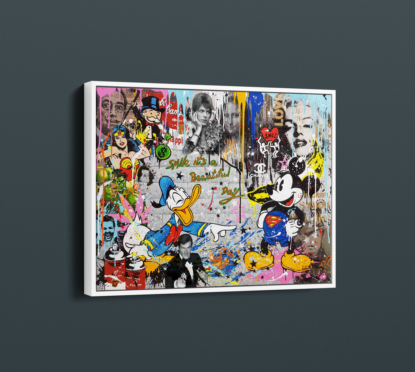 Mickey Mouse - Donald Duck - Smile, Its A Beautiful Day Graffiti Pop Art Canvas - 281