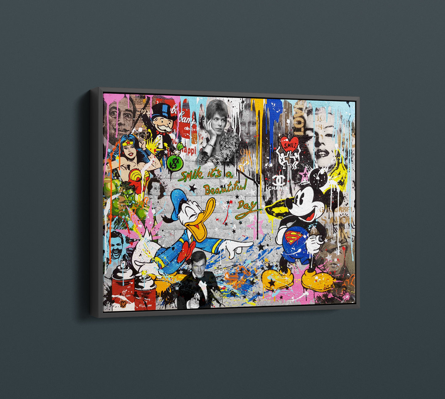 Mickey Mouse - Donald Duck - Smile, Its A Beautiful Day Graffiti Pop Art Canvas - 281