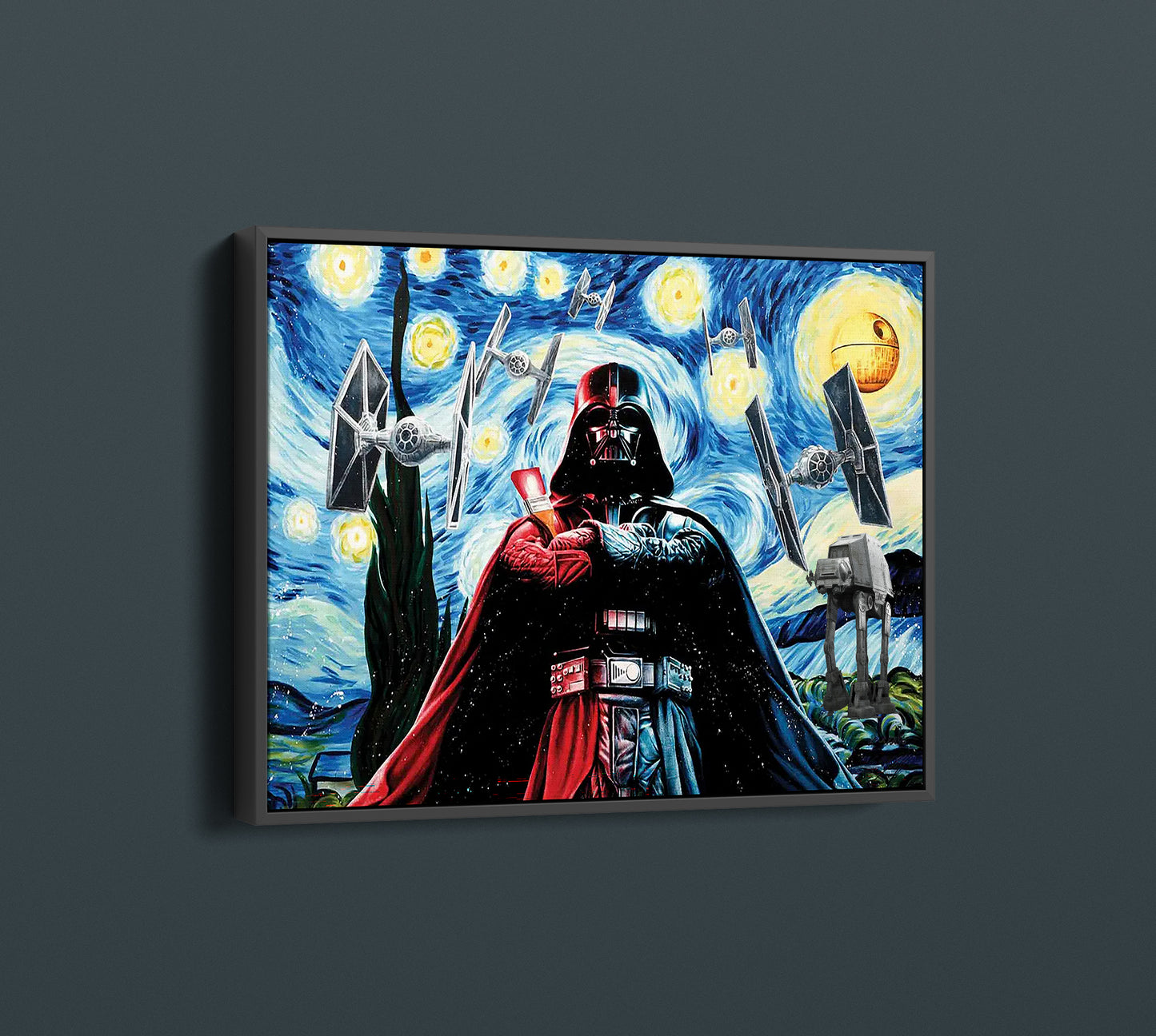 Starry Night Darth Vader Oil Painting Canvas Print, Star Wars Pop Art, Abstract Darth Vader Wall Art, Darth Vader Gift - 182