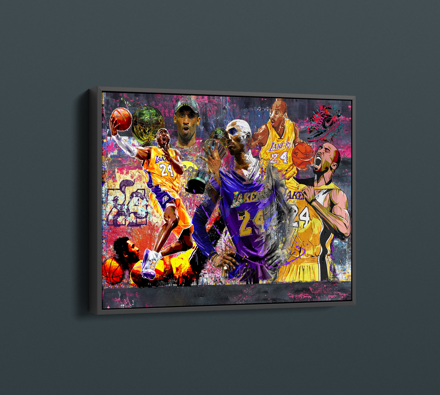 Banksy Style Kobe Bryant Graffiti Canvas Pop Art, Champ Kobe Bryant - 188