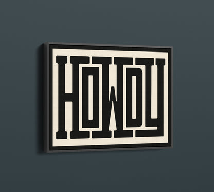 Howdy Typography Canvas Art Print, Western Decor, Southwestern Wall Art