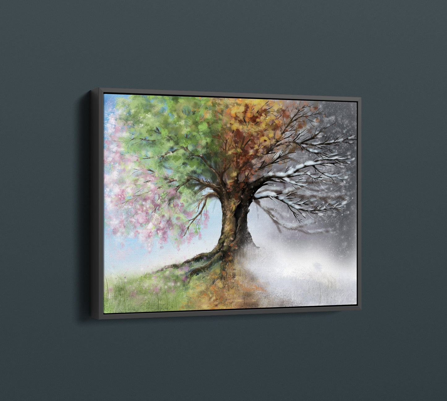 Tree with Four Seasons Canvas Art Print, Four Season Tree Colourful PPL-114