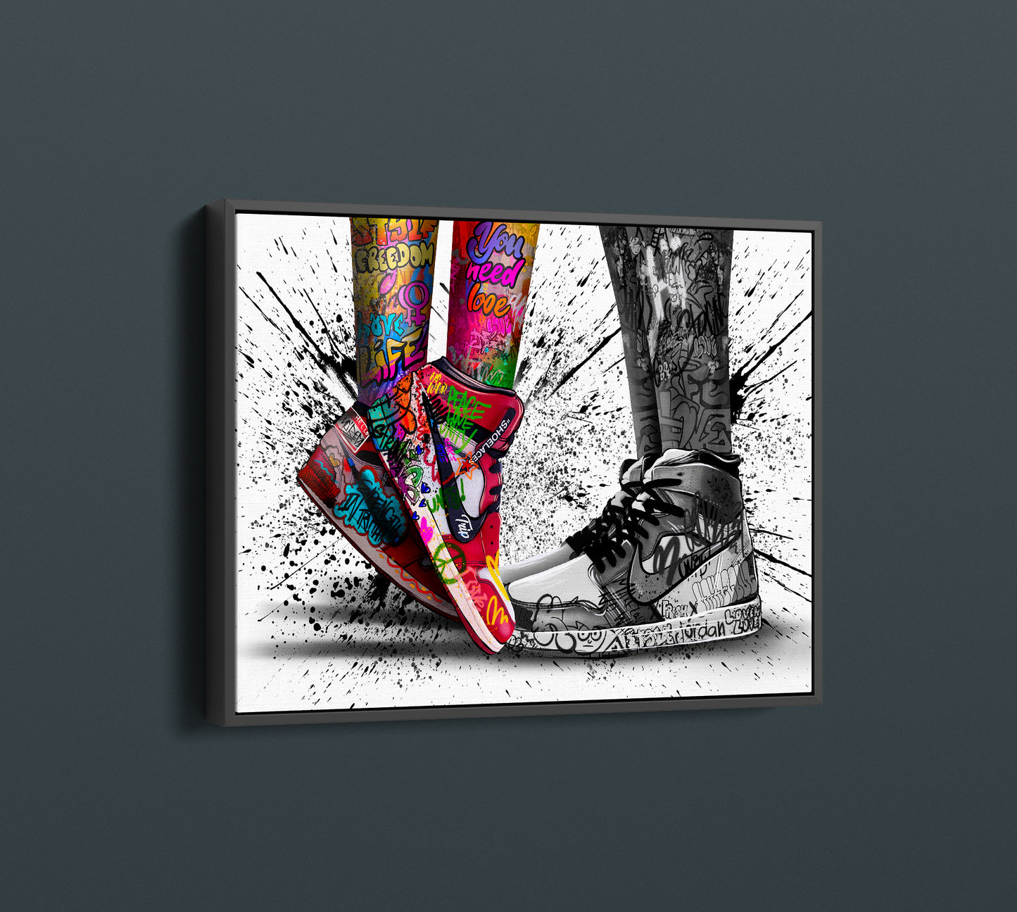 Air Jordan Shoes Canvas Wall Art, Banksy Nike Shoe Picture, Love Poster, Urban Grafitti - 75