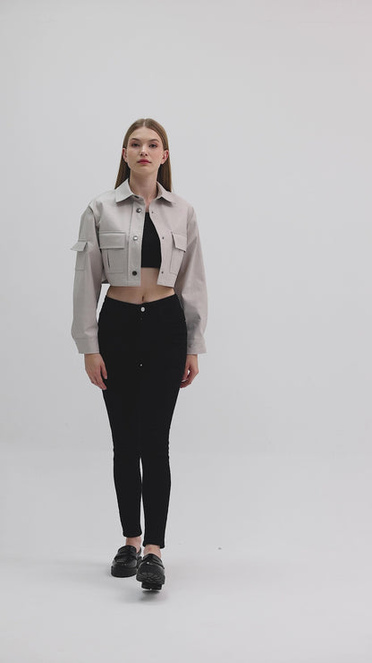 INVOGUE Vegan Leather Crop Women's Jacket