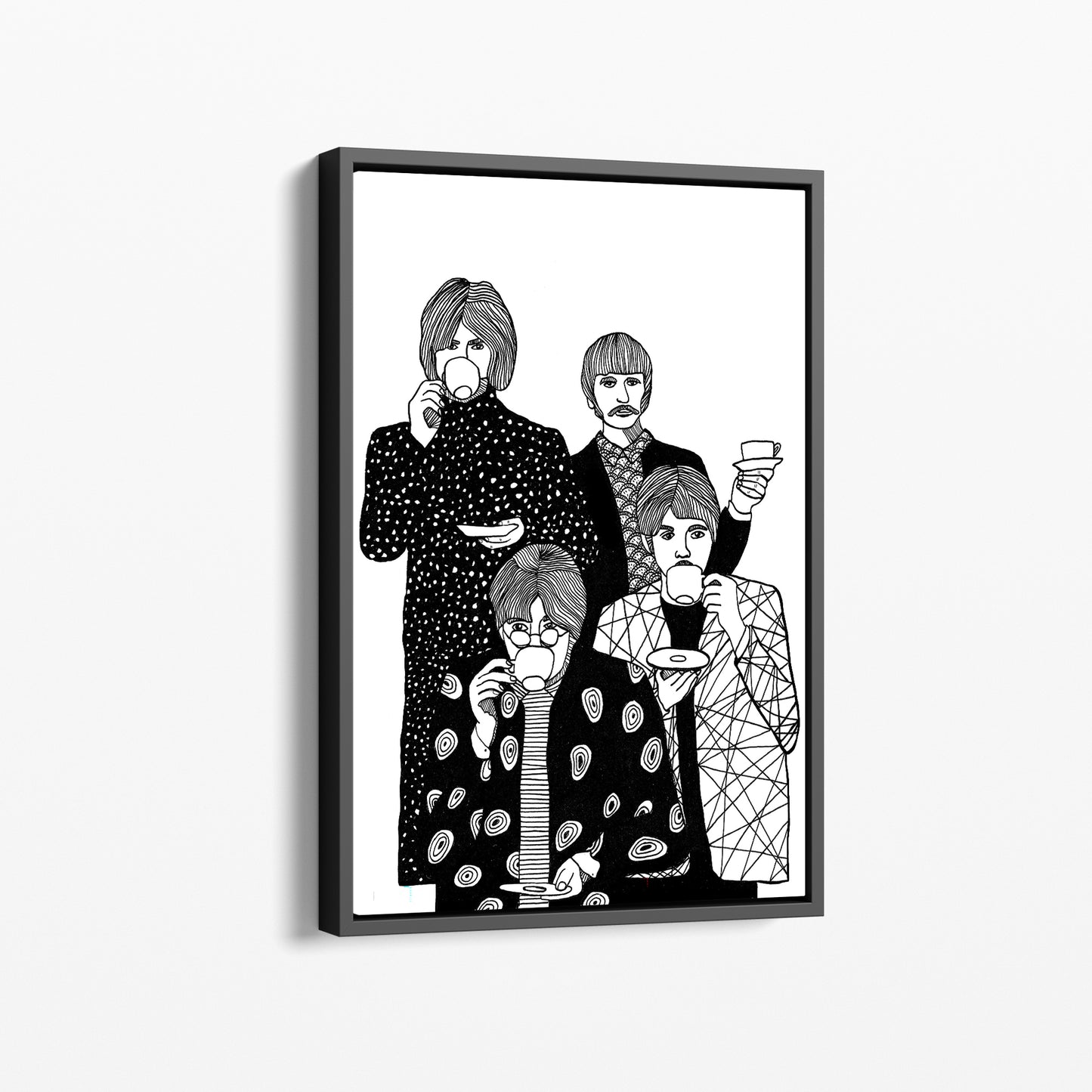Beatles Line Drawing canvas Art , The Beatles Drinking Tea Print - PPL35