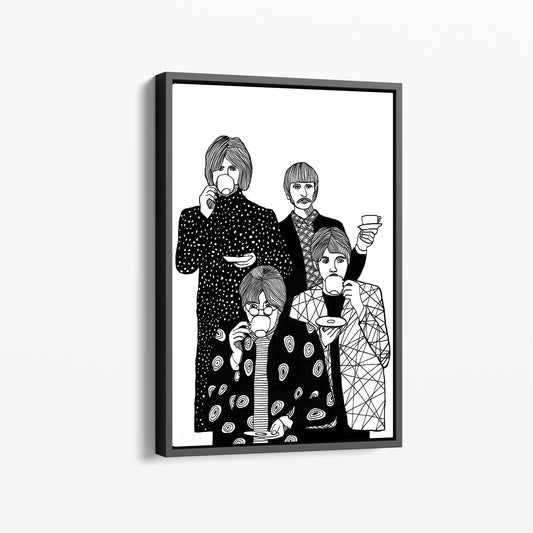 Beatles Line Drawing canvas Art , The Beatles Drinking Tea Print - PPL35