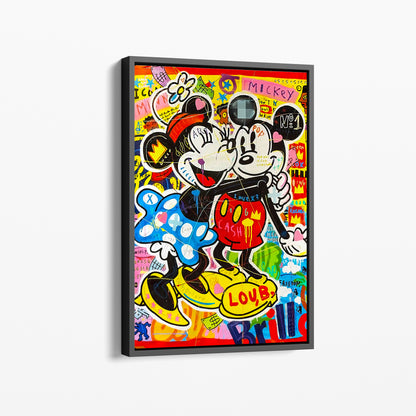 Mickey and Minnie Mouse Lovers Pop Art Oil Painting, Couple Wall Art Painting Gift - Pop 025