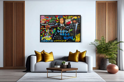 Banksy Style Pulp Fiction Graffiti Pop Art Canvas, Say What Again, Vincent Vega - 406