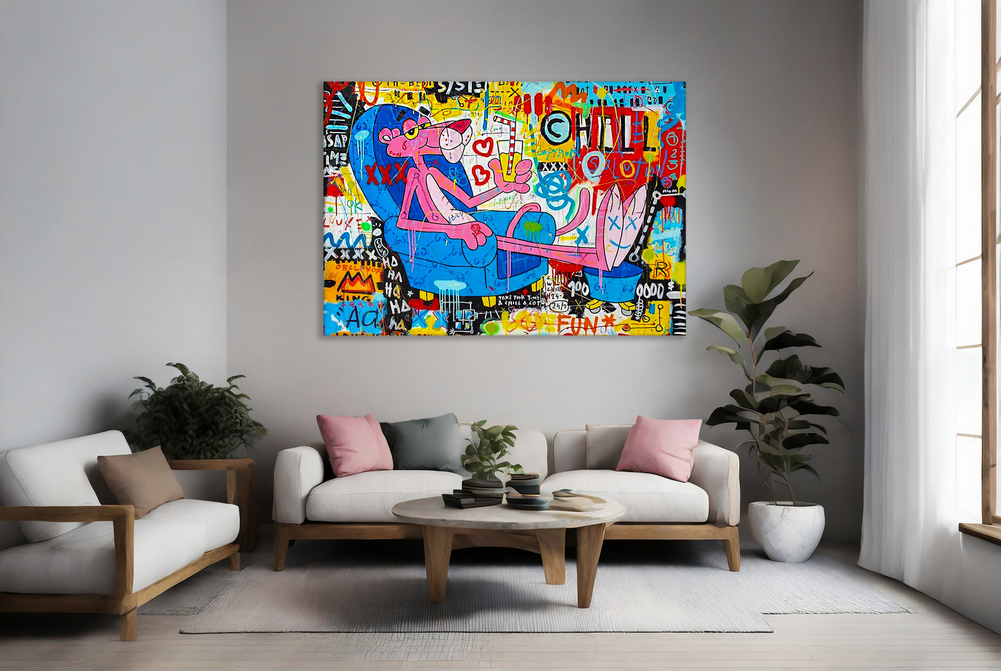 Pink Panther Pop Art Canvas Wall Art, Banksy Art,  Pink Panther, Street Graffiti Wall Art, Banksy  Pink Panther - 23